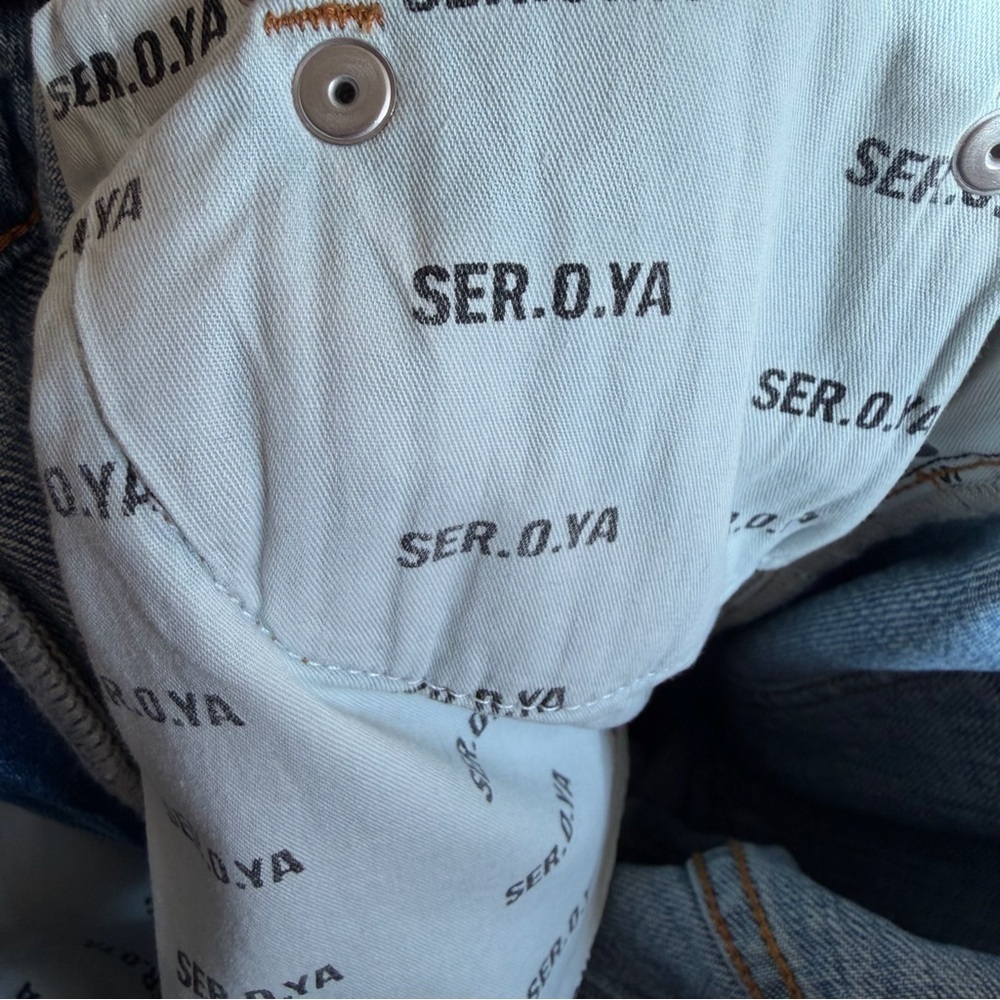SER.O.YA Margot cuffed boyfriend jeans Light Blue wide leg $328 sz 26 - Picture 12 of 12